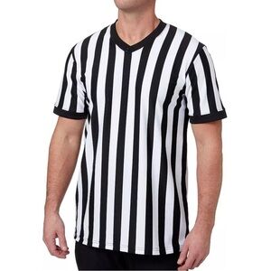 Dick's Sporting Goods Black and White Striped V-Neck Referee Jersey Size M